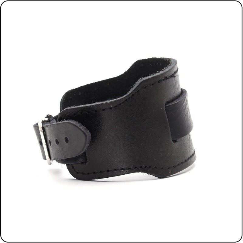 Fusamk Punk Rock Belt Buckle Bracelet Adjustable Wide Leather Cuff Bracelet - Image 3
